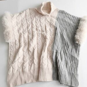 Mitchie's Wool Knit Fox Fur Turtleneck Poncho One Size
Oversized Neutral Sweater